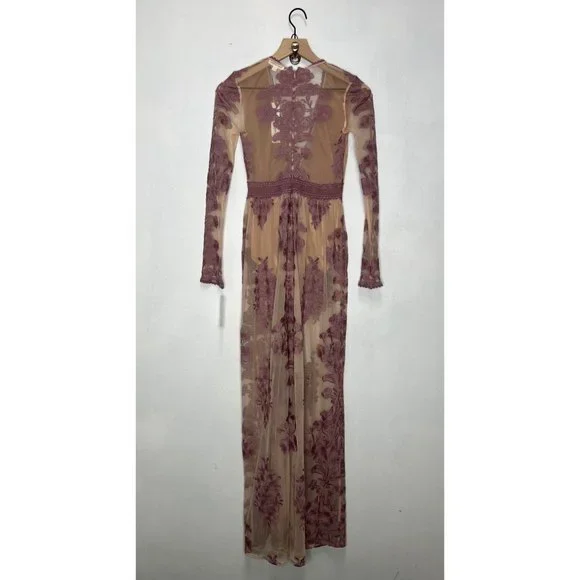 Free People For Love & Lemons Temecula Maxi Sheer Embroidered Dress Size XS - Picture 4 of 4